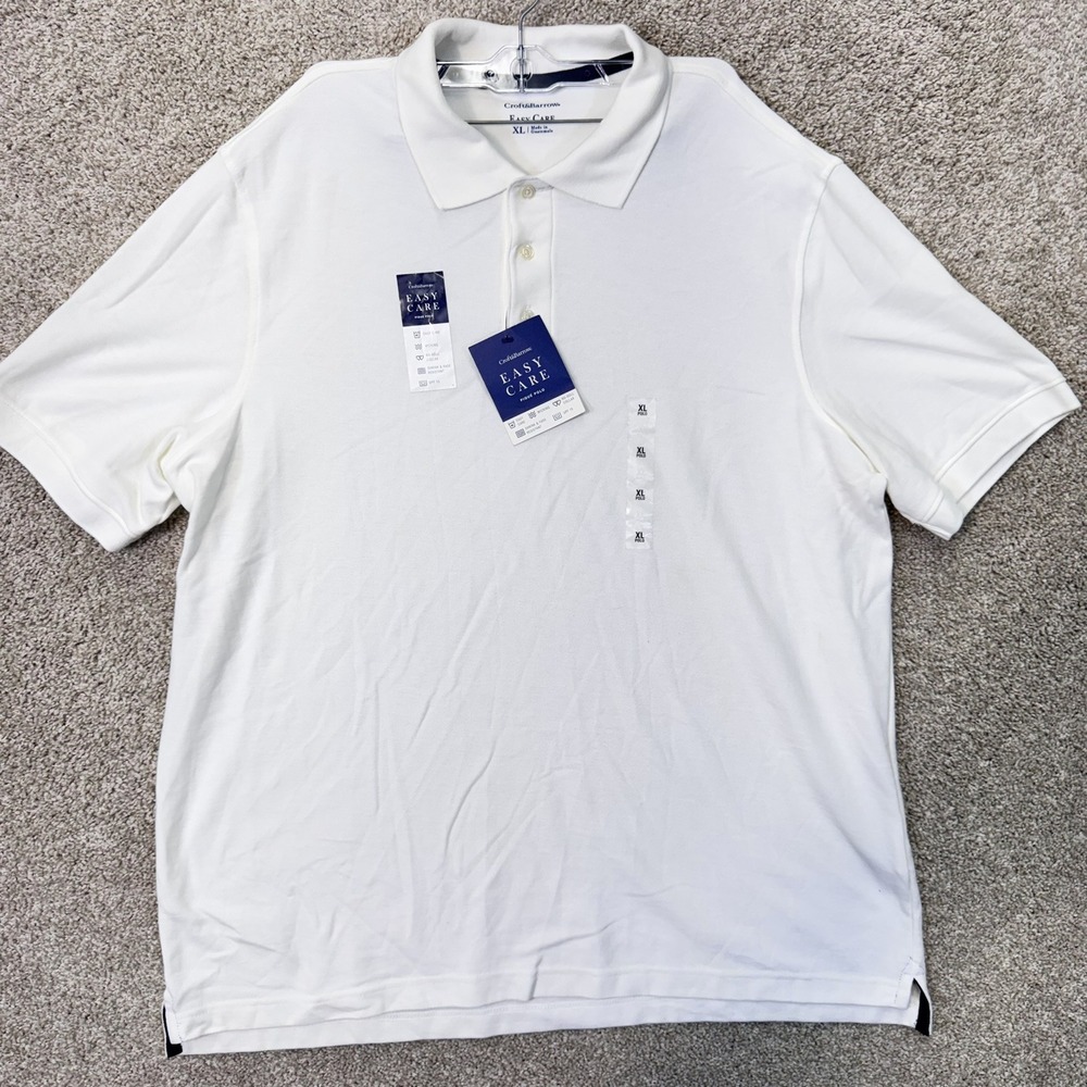 Croft & Barrow Polo Shirt Mens XL Easy Care Pique White Wicking NEW